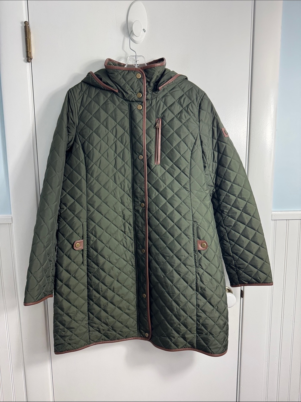 Lauren Ralph Lauren Women's Quilted Long Coat Lichfield green size large - Picture 2 of 10